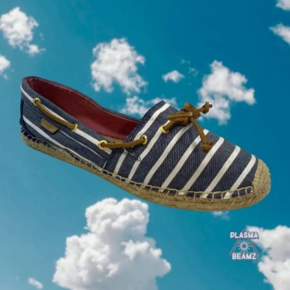 Sperry Top-Sider Blue & White Striped Espadrille Moccasins 11M - Picture 2 of 12